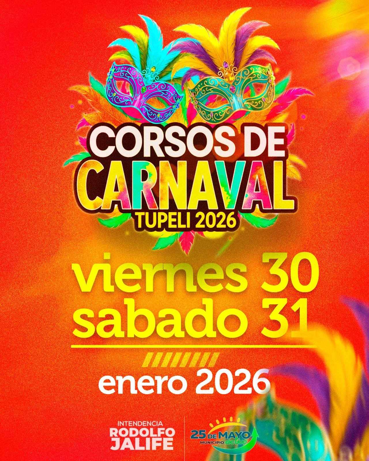 Durante dos jornadas 25 de Mayo ya esta listo para vivir los Corsos de Carnaval Tupelí 2026