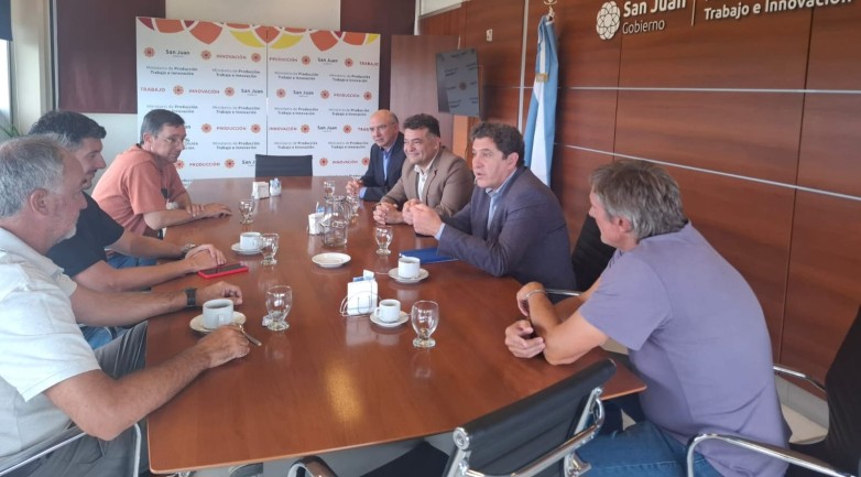 Ante el inicio de la etapa más importantes de la cosecha de uvas, el ministro Gustavo Fernández recibió a referentes de la Mesa Vitícola de San Juan para evaluar los destinos de la producción.